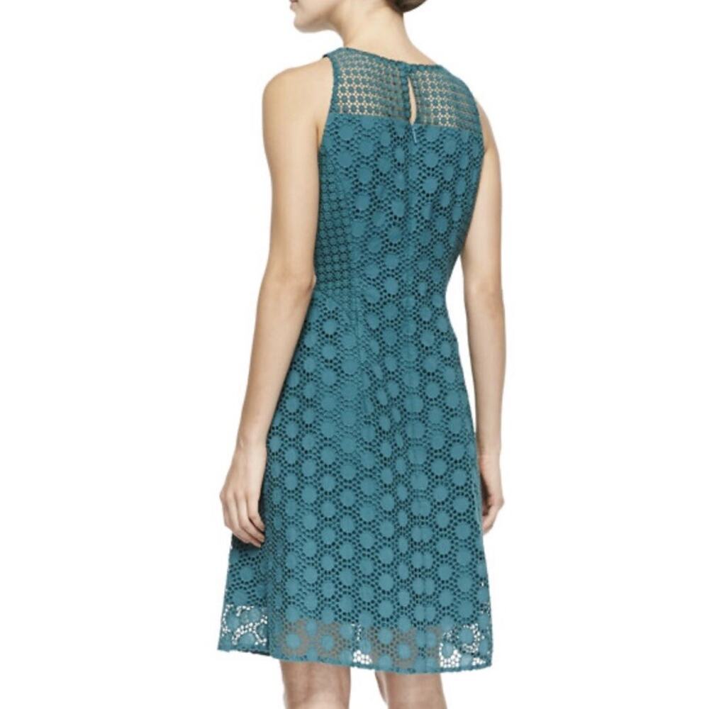 Tory Burch Hallie Eyelet Emerald Green Sleeveless Dress Size 8 - Picture 2 of 6